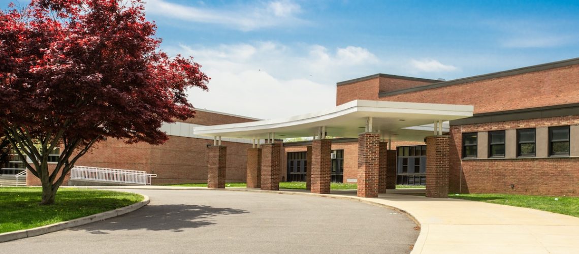 Exterior view of a typical American school